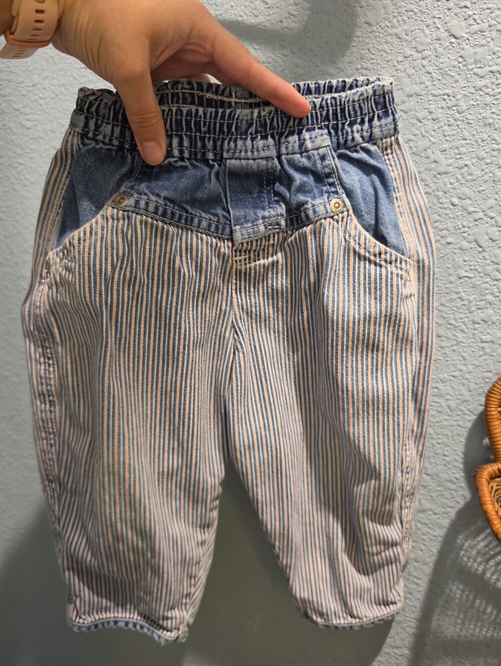 Vintage 24 Month Denim Striped Baby B'gosh Osh Kosh Jeans Pants Baby
